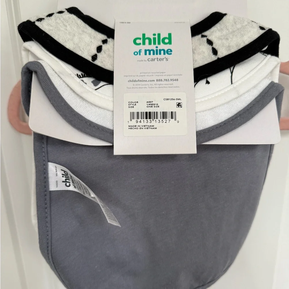 Carter's Black and Gray Bibs Soft Absorbent Accessories - Picture 4 of 4